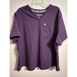 Fabletics Feel Good Performance Top 3X Purple V-Neck Pocket Short Sleeve